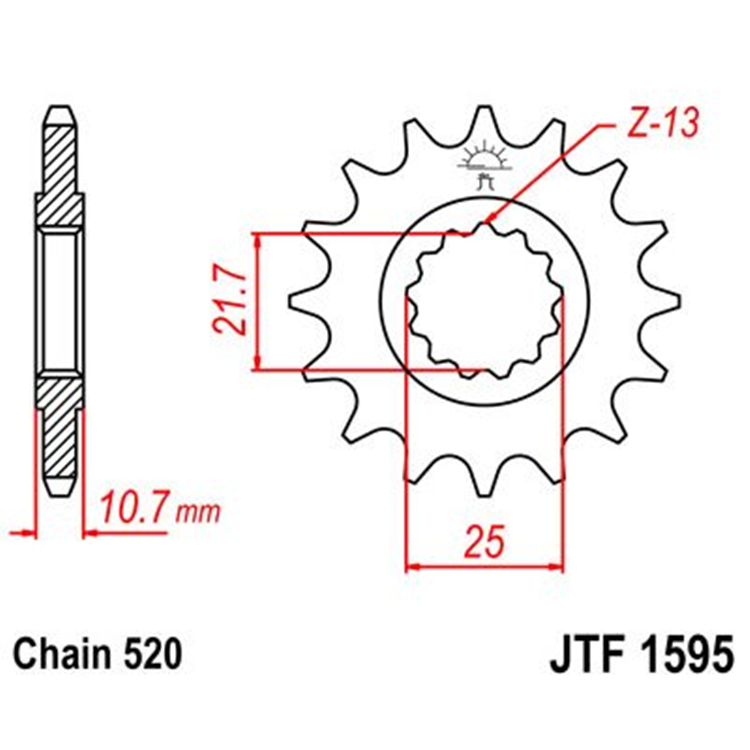 PION JT 1595 de acero con 16 dientes